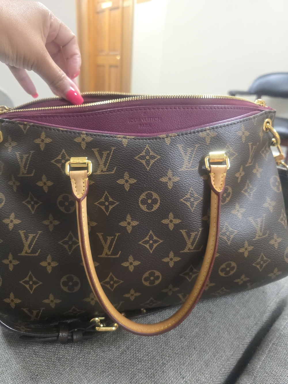 Louis Vuitton Monogram Tote with Plum Interior Trim
